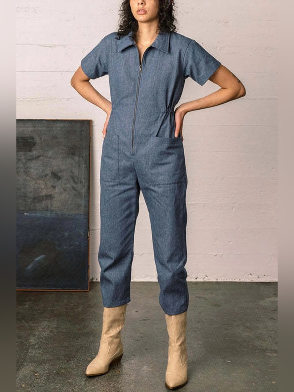 Noble Utility Suit Jumpsuit Denim Blue Size Small